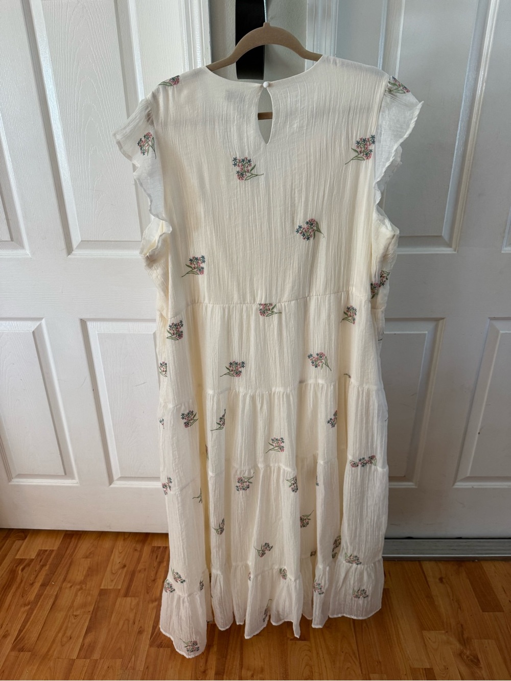 Wonderly Cream Maxi Dress with Pink & Green Floral Embroidery - Picture 4 of 5